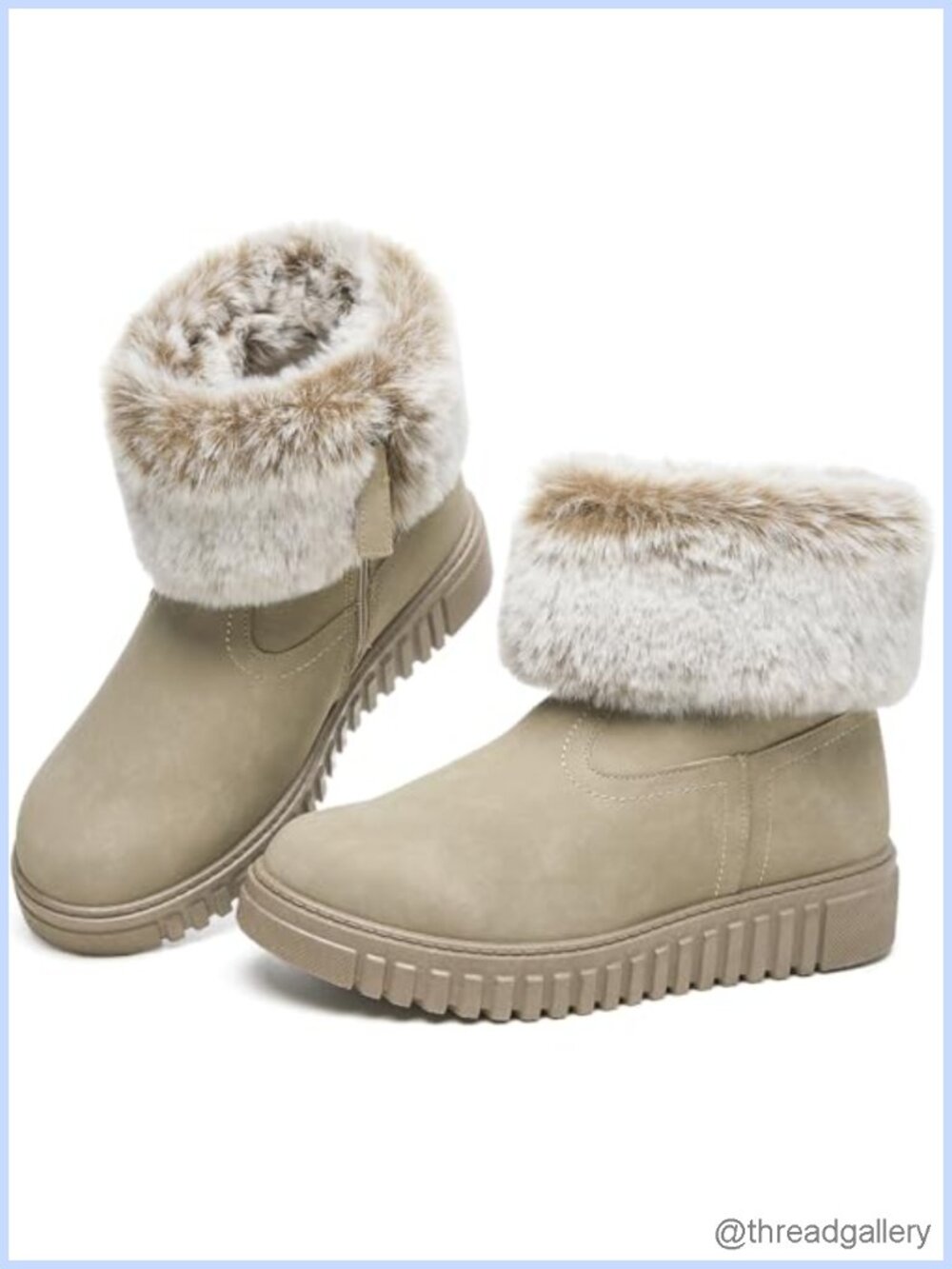 Fuzzy Faux Fur Lined Mini Snow Boots Water Resistant Ankle Booties